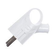 Вилка сетевая универсал 16А, с/з угловая с ушком, белая,