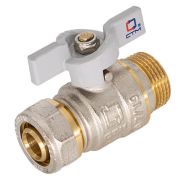 Кран латунный цанга/наружная резьба бабочка 20 х1/2