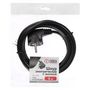 Шнур ПВС 3х0,75 с вилкой черный 3 м,DORI