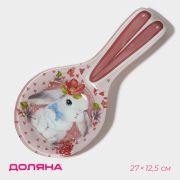 Подставка под ложку «Цветочный зайка», 27×12.5×2 см, стеклоㅤ