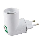 Переходник патрон/вилка поворотная Е27 с вык-лем белый