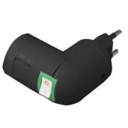 Переходник патрон/вилка поворотный-Е27 с вык-лем, черный.