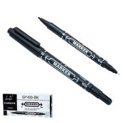 Маркер перманентный двухсторонний черный (тонкий)