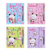 Зап.книжка  50л 11х13см «Клубнички» на резинке с ручкой, на спирали, 4 вида