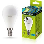 Cветодиодная лампа Ergolux LED G45-11W-E14/6500K.Шар