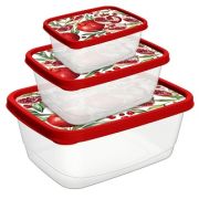 Контейнер д/СВЧ и заморозки прямоуг. 3шт с декором, цв. МИКС