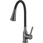 Смеситель FRAP F4044-9 однор. для кухни,гибкий излив,черн/графит, картр.35 латунь