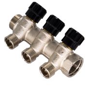 Коллектор 3 выхода вентиль н/р  3/4х1/2