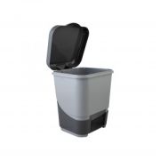 Контейнер для мусора 8л,педаль,крышка,серый/бежевый