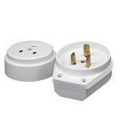 Силовой разъем АБС-пластик, РШ-ВШ 32А, 250В, открытый угловой, белый,