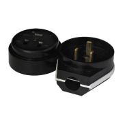 Силовой разъем карболитовый, РШ-ВШ 32А, 250В, открытый угловой, черный,