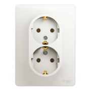 Розетка 2-я c/з белый СП, 16А ( в сборе с рамкой) GLOSSA