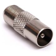 ПЕРЕХОД гнездо F -штекер  TV металл. прямой