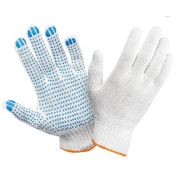 Перчатки Х/Б., усиленные, с ПВХ точкой, 6 нитей, белые, 7 класс
