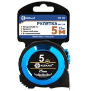 Рулетка КОБАЛЬТ Экстра, 5м х 25мм, 2-х комп. обрезиненный корпус (автостоп, магн. крючок)