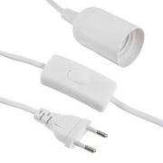 Патрон подвесной с выключателем, Е27, провод 3 м, белый