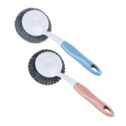 Губка металлическая для мытья посуды с ручкой, пластик