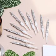 Свечи в торт «Спираль», 10 шт, средние, 5 см, металлик.