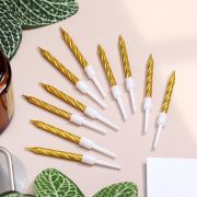 Свечи в торт «Спираль», 10 шт, средние, 5 см, золотой металлик