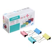 Зажим для бумаг 32 мм, 1 шт, deVENTE, металические, МИКС х 4 цвета, картонная коробка