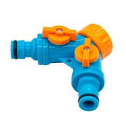 Разветвитель 2- х канальный штуцерный, для шланга регулируемый, пластиковый, 3/4