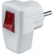 Вилка угловая с/з с/выключ. белая