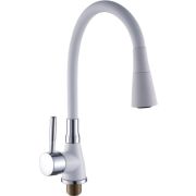 Смеситель Potato однор. для кухни, гайка, рефлектор,белый, керам. картридж 35мм,