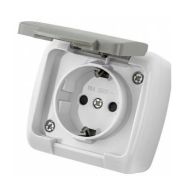 Розетка с/з с крышкой серый ОП 16А, IP54