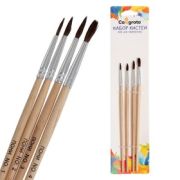 Набор кистей Пони, круглые, 4 штуки: № 1, 2, 3, 4, с дерев. ручками.