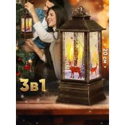 Новогодний фонарь светильник с подсветкой декоративный