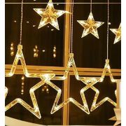 Гирлянды на окно, звезды/месяц/олени, цв. желтый,3мх0,6м