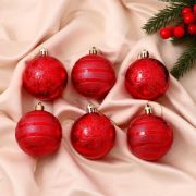 Набор елочных шаров D- 10см, 6 шт. пластик,цв. МИКС