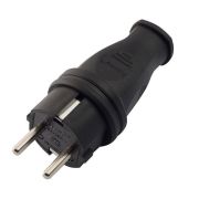 Вилка сетевая универсал каучук, однофазная 16А, с/з прямая, черная ,