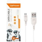 Кабель GoPower GP01M USB (m)-microUSB (m) 1.0м 2.4A ПВХ белый