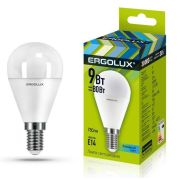 Cветодиодная лампа Ergolux LED G45-9W-E14/4500K.Шар